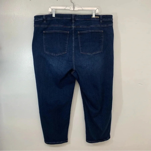 Soft‎ Surroundings Jeans Woman  24W  Blue High Rise Tapered Crop Stretch Pockets - Picture 4 of 12